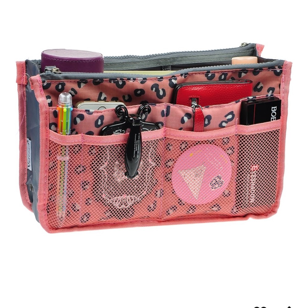 Pink Leopard Print Organizer Bag